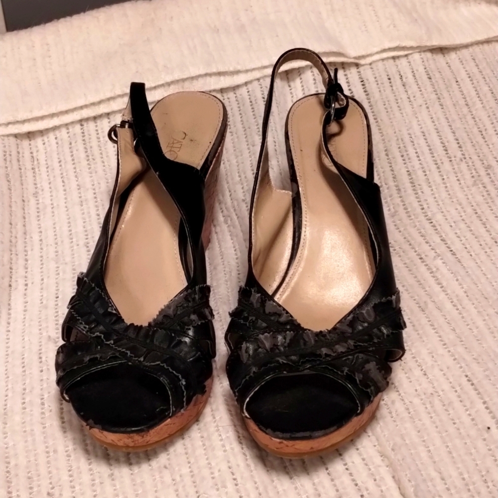 Women's peep toe wedges size 9